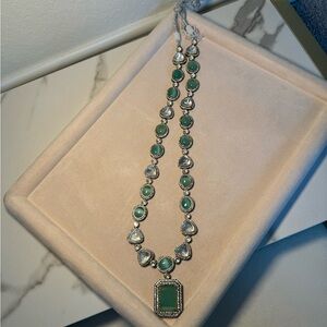 Elegant Green and Silver Necklace
